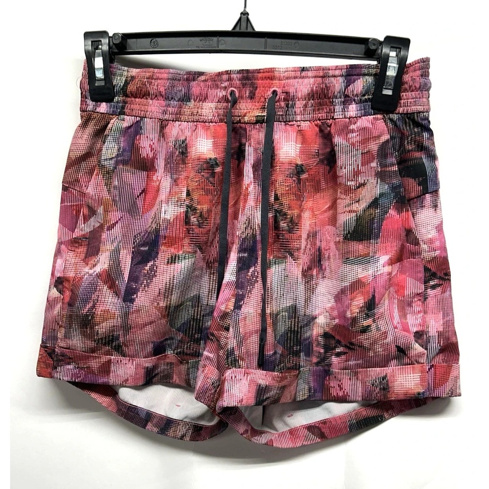 Lululemon Break Away Women's Multicolor Red Abstract Print Size 4 Shorts (F2)